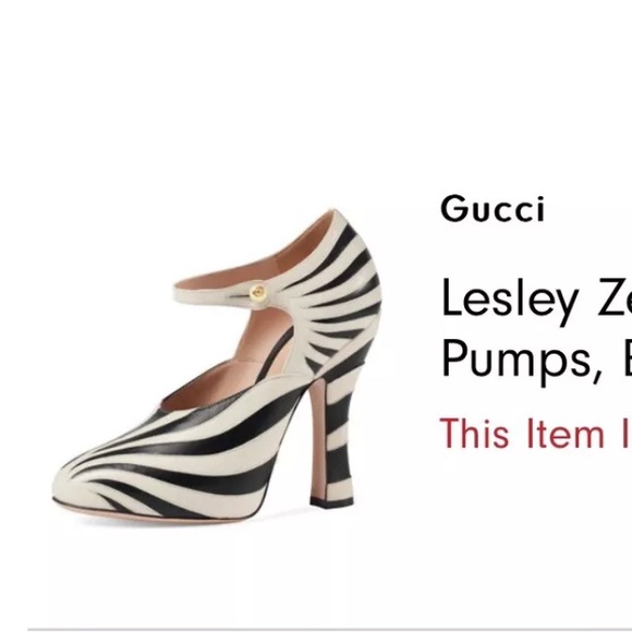 GUCCI LESLEY ZEBRA-INLAY MARYJANE WITH PEARLS PUMP HEELS SIZE 35 - Picture 6 of 10